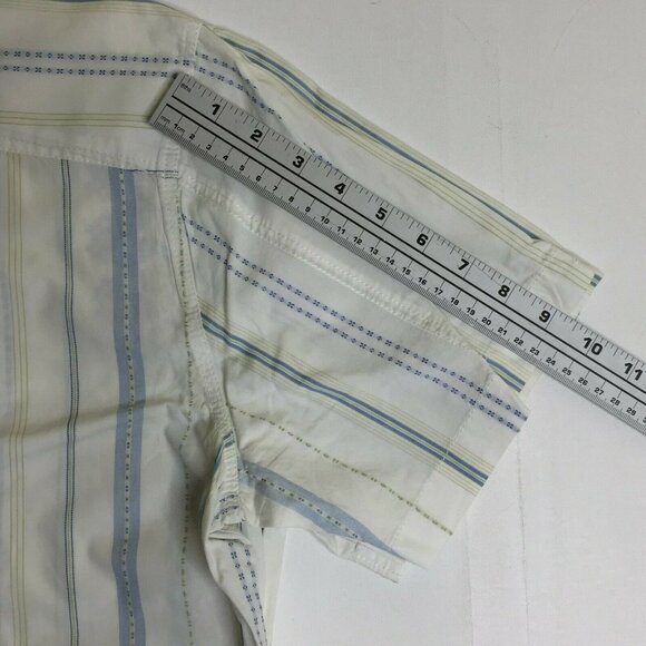 Cubavera Men's Button Up Short Sleeve Collared Shirt White Striped Size XL - Picture 10 of 10